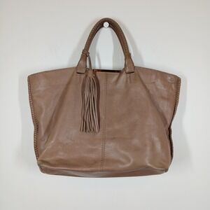 Botkier Tote Bag Women Tan Leather Tassel Large Shopper Boho Everyday